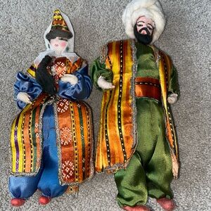 Vintage Folk Art Dolls Couple‎ Set